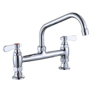 WOWOW Multi-functional Double-Handle Deck Mounted Commercial Standard Kitchen Faucet 8 in. Swivel Spout in Polished Chrome - 1 of 4