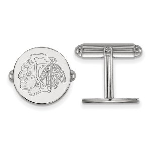 Black Bow Jewelry Sterling Silver Chicago Blackhawks NHL Cuff Links - 1 of 3