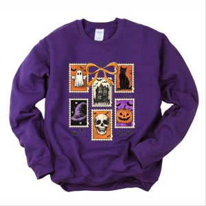 Simply Sage Market Coquette Halloween Stamps Sweatshirt - 1 of 4