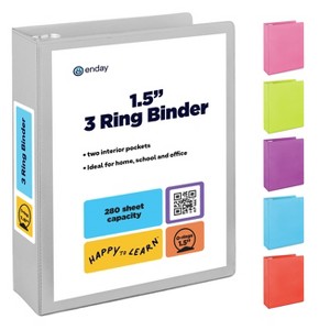 3 Ring Binder Clear View Cover with 2 Inside Pockets, Colored School Supplies Office and Home Binders – by Enday - 1 of 4