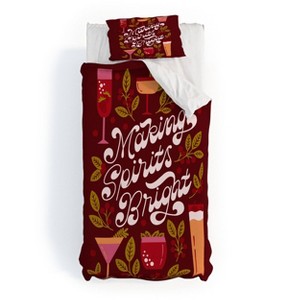 Deny Designs Twin/ Twin Extra Long Jessica Molina Making Spirits Bright Holiday Duvet Cover and Pillow Sham Orange - 1 of 4