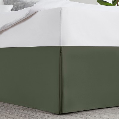 Olive Green Twin Microfiber Bed Skirt with 14" Drop