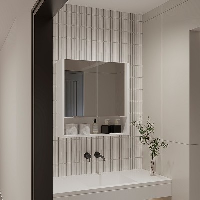 Vynxaria 24" Medicine Cabinet with Elegant Mirror, Featuring One Adjustable Shelf for Convenient Storage and Stylish Organization in Your Bathroom.