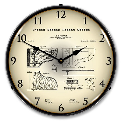 Collectable Sign & Clock | Steinway Grand Piano 1880 Patent LED Wall Clock Retro/Vintage, Lighted