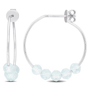EVERLY JEWELRY | Sterling Silver 0.8 CT TGW Aquamarine Hoop Earrings - 1 of 4