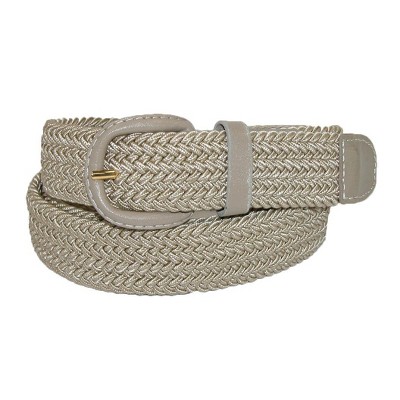 Ctm Men's Elastic Braided Stretch Belt With Silver Buckle And Tan Tabs :  Target