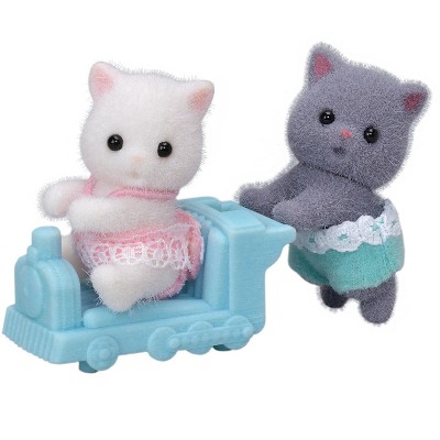 Calico Critters Persian Cat Twins, Set of 2 Collectible Doll Figures with Pushcart Accessory