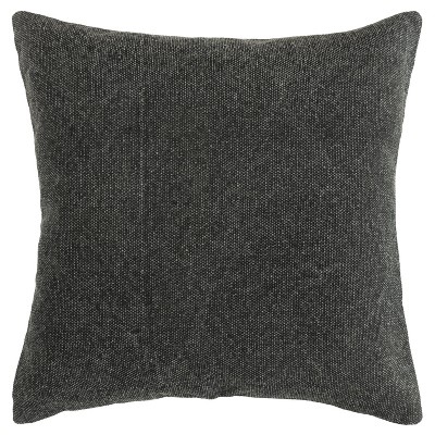 Elegant Black Cotton Velvet Reversible 22" Square Pillow Cover