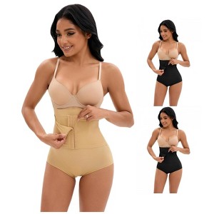 INSPIRE CHIC 3 Packs Women's Front Hook Closure Shapewear Tummy Control Briefs High Waist Butt Lifter Panties - 1 of 4