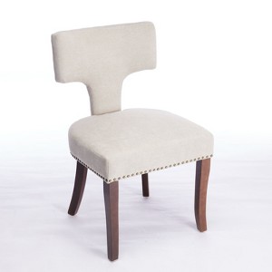 NicBex Dining Chairs Set of 2 Upholstered Chair Farmhouse Linen Fabric Accent Chair Curved Backrest with Copper Nails for Kitchen, Bedroom - 1 of 4