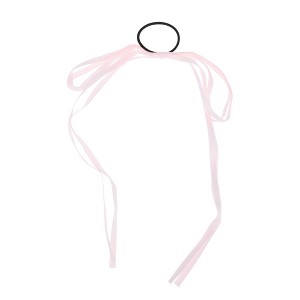 Unique Bargains Solid Bow Ribbon Hair with Elastic Band Pink 1 Pc - 1 of 4