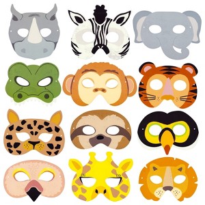 Blue Panda 24 Pack Safari Themed Birthday Photo Booth Props, Eye Coverings for Party Favors, Costumes, Dress Up, 7 x 5 In - 1 of 4