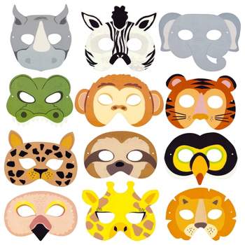 Blue Panda 24 Pack Safari Themed Birthday Photo Booth Props, Eye Coverings for Party Favors, Costumes, Dress Up, 7 x 5 In
