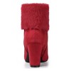 Allegra K Women's Side Zipper Cute Round Toe Faux Fur Chunky Heel Ankle Boots - 3 of 4