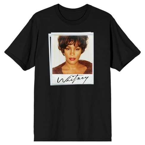 Mens Whitney Houston 90s Photo Screen Print White Graphic Tee Shirt-Medium