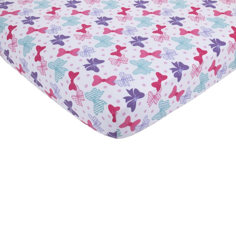 Disney Minnie Mouse Hearts and Bows 4 Piece Toddler Bed Set in Purple, Pink and Turquoise, 3 of 7