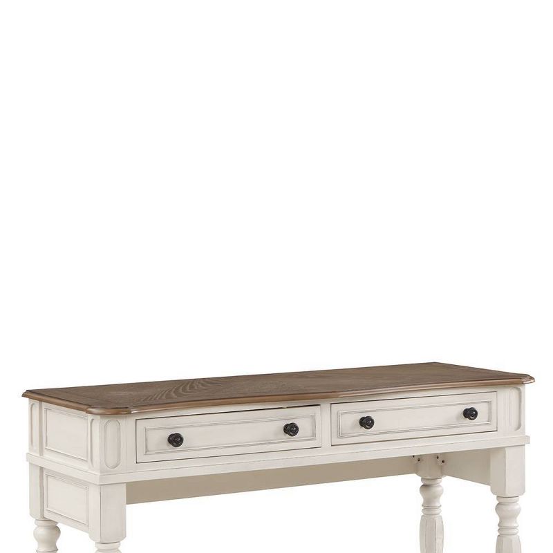 54&#34; Florian Accent Table Oak &#38; Antique White Finish - Acme Furniture, 4 of 10