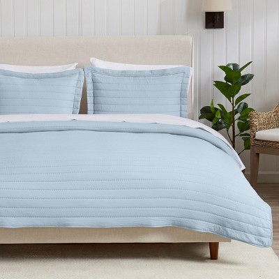 Great Bay Home Channel Stitch Modern Ribbed Reversible Quilt Set With Shams