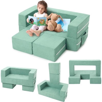 Acekool 3PC Modular Kids Sofa, Convertible Toddler Couch Play Set, Soft Foam Kids Couch Bed for Reading, Playtime & Creative Spaces