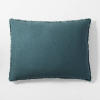 King Euro Heavyweight Linen Blend Throw Pillow Dark Teal Blue Casaluna