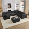 Mjkone Corduroy 141'' Deep Seat Modular Sectional Sofa, Modern 8-Seater U-Shape Sofa Couch with Moveable Ottoman - 2 of 4