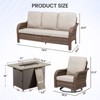 Buenhomino Outdoor Patio Furniture with Fire Pit Table Outdoor Conversation Set PE Wicker Patio Couch Swivel Glider Chairs for Garden,Lawn,Deck - 4 of 4
