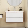 SEVOBAL Bathroom Sinks Wall Mount Vanity with Ceramic Sink Double Drawers Soft Close System for Home Use, White, 31.5"*18.1"*19.7" - 4 of 4