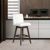 Armen Living Basila Wood Finish with Fabric Swivel Barstool - 2 of 4