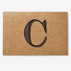 Personalization Mall Noir Initial 18x27 Synthetic Coir Doormat - 1 of 1