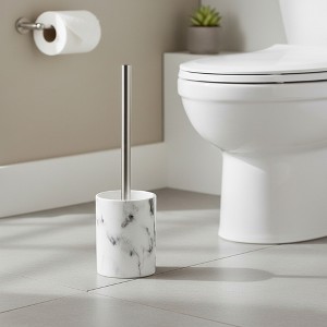 Evideco French Home Goods Marble Effect Freestanding Toilet Brush and Holder Set - 1 of 4