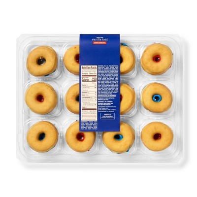 Patriotic Red, White & Blue Iced Mini Donuts - 8oz/12ct - Favorite Day™