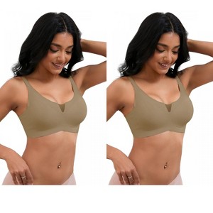 INSPIRE CHIC 2 Pcs Women's Mesh Wirefree Adjustable Straps Padded Comfortable Push Up Bras - 1 of 4