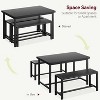 3 Piece Dining Table Set for 4 with Space-Saving Benches, Tabletop, Steel Frame, Modern Farmhouse Kitchen Table for Small Spaces - 3 of 4