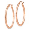 Black Bow Jewelry 2mm, 14k Rose Gold Diamond-cut Hoops, 30mm (1 1/8 Inch) - 2 of 4