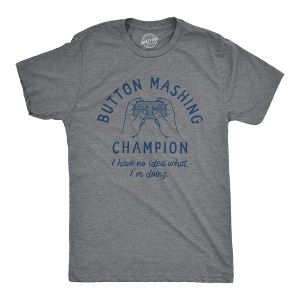 Mens Button Mashing Champion T Shirt Funny Video Gaming Controller Joke Tee For Guys - Crazy Dog Men's T Shirt - 1 of 4