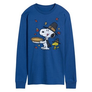 Men's - Peanuts - Thanksgiving Scene Long Sleeve Graphic T-Shirt - 1 of 4