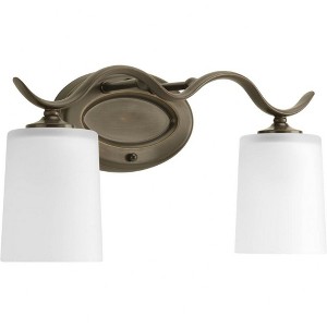 Progress Lighting, Inspire Collection, 2-Light Wall Sconce, Antique Bronze, Etched Glass Shades - 1 of 3