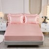 Satin Ruffle Comforter Set Bed in a Bag – 6/8-Piece Luxury Waterfall Bedding with Sheets, Pillowcases & Cushion Cover, Soft Silky Quilt - 3 of 4