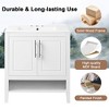 30" White Bathroom Vanity with Sink, Freestanding Solid Wood and MDF Cabinet with 2 Drawers, Doors, Open Shelf & Ceramic Top - 4 of 4