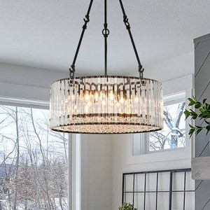 LLHZSY Modern Drum Crystal Chandelier Kitchen Island Pendant Light for Dining Room - W19 7/10" - 1 of 4