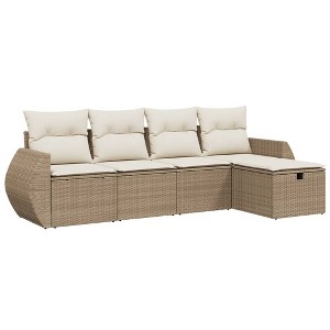 vidaXL Garden Sofa Set Beige Poly Rattan Large Garden Sofa Set - 1 of 4