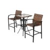 3 Piece Rattan Outdoor Patio Bar Stools Set,Glass Coffee Table with 2 Bar Chairs Set,Wicker Patio Garden Bistro Set for Balcony Deck-Coolbibila - 2 of 4