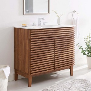 Freestanding Bath Vanity with White Ceramic Top Unassembled - 1 of 4