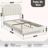Velvet Upholstered Platform Bed Frames with Bookcase Headboard, Kids Bed - 2 of 4