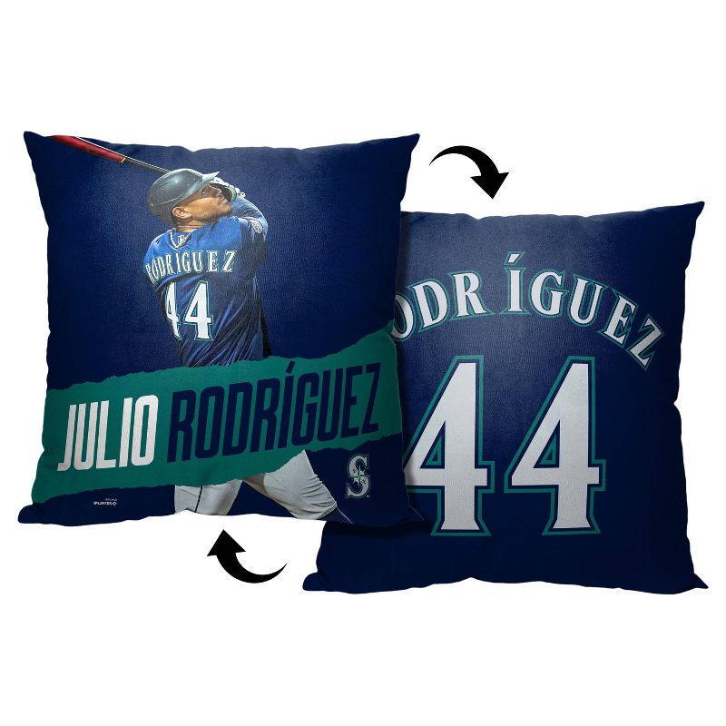 18&#34;x18&#34; MLB Seattle Mariners 23 Julio Rodriguez Player Printed Throw Decorative Pillow, 3 of 6