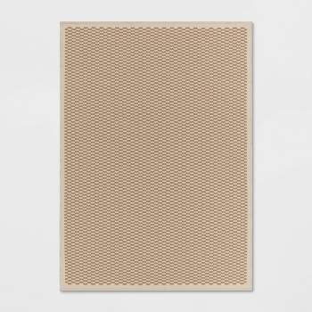 5'x7' Rectangular Woven Outdoor Area Rug Checkered Ivory Natural - Threshold™ designed with Studio McGee