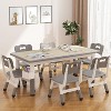 Kids Table and 6 Chairs Set, Height Adjustable Toddler Table and Chair Set, Children Multi-Activity Table for 6, Kids Study Table for Ages 2-8 - 4 of 4