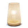 Creekwood Home Industrial Mesh Table Lamp Natural Wood Base White - 2 of 4