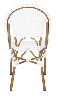 Salcha Coastal White & Light Brown PE Wicker Bistro Side Chair, Set of 2