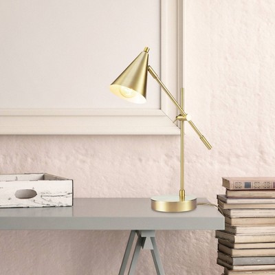Gold Adjustable Balance Arm Desk Lamp with Cone Shade